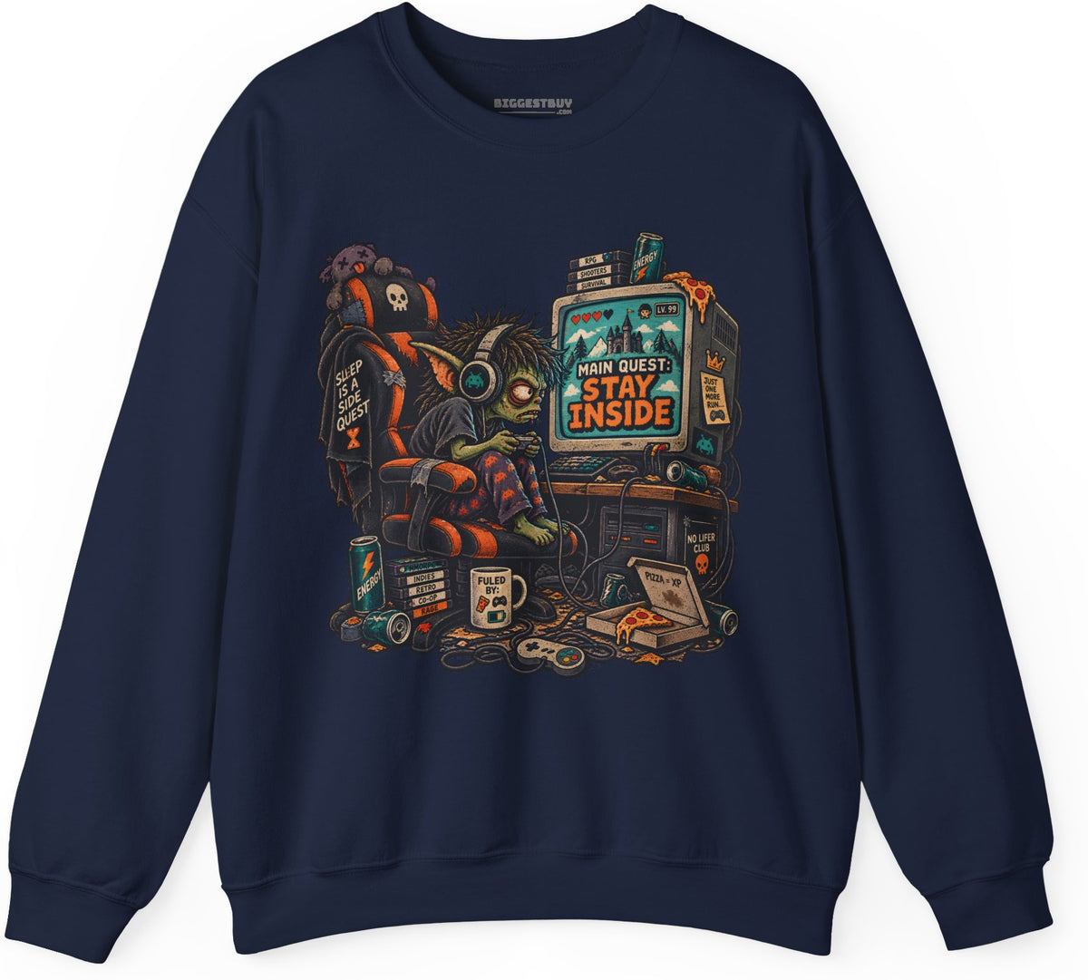 Indoor Quest - Crewneck Sweatshirt in Navy, front view