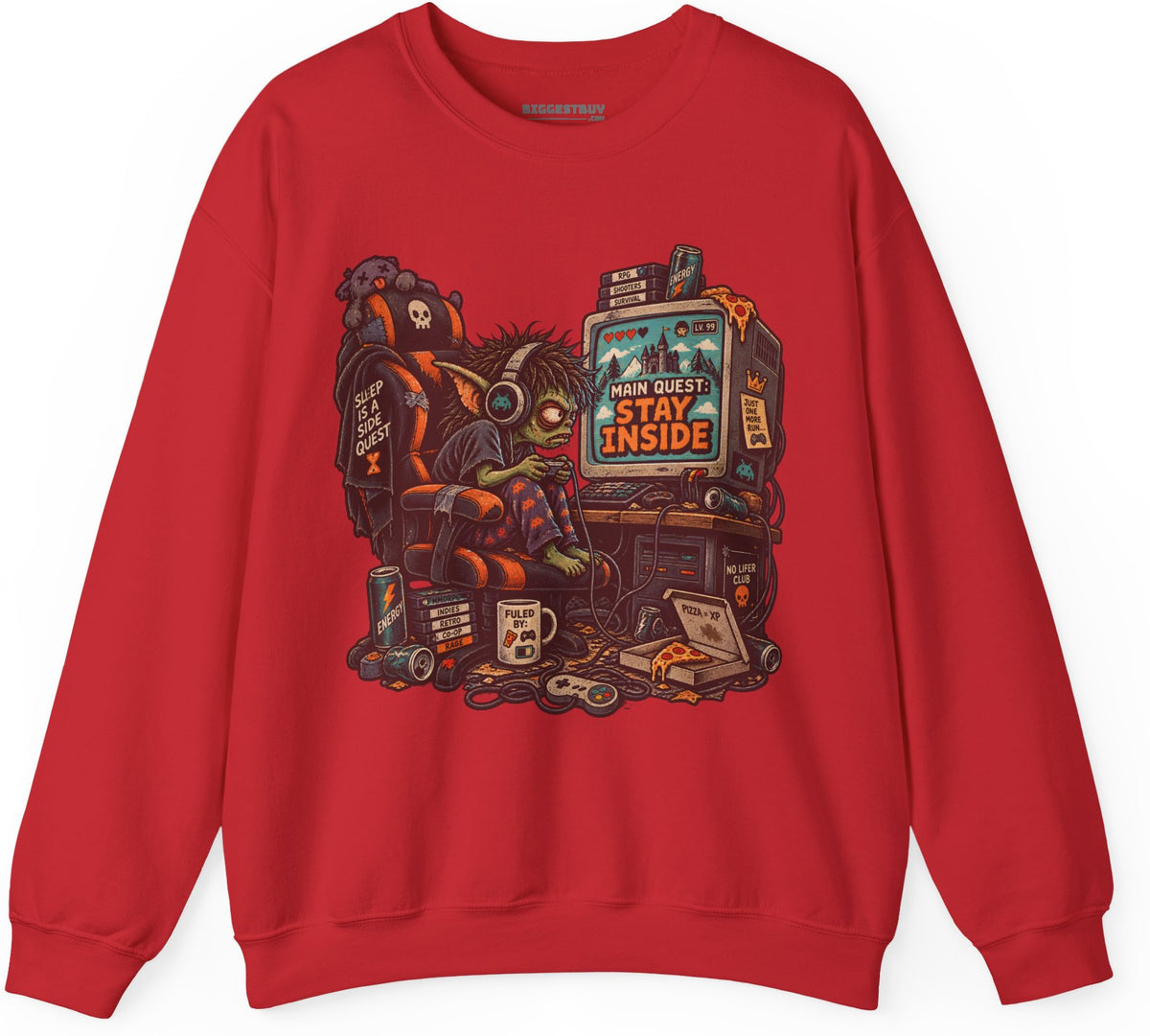 Indoor Quest - Crewneck Sweatshirt in Red, front view