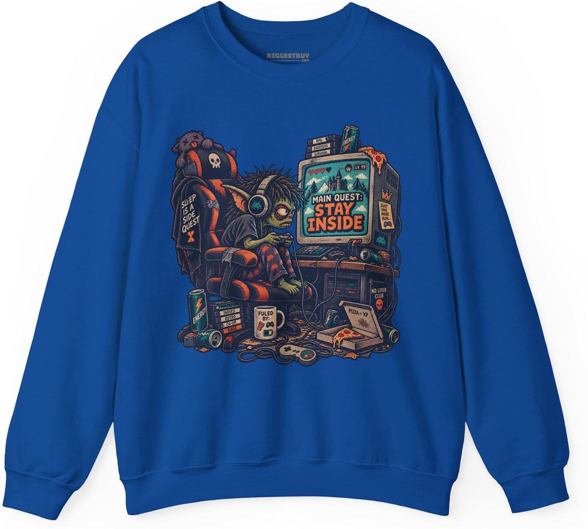 Indoor Quest - Crewneck Sweatshirt in Royal, front view