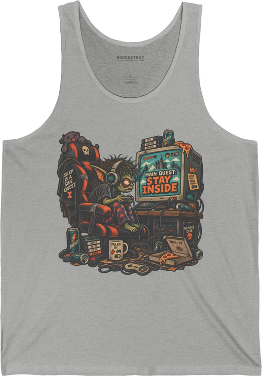 Indoor Quest - Jersey Tank Top in Athletic Heather, front view