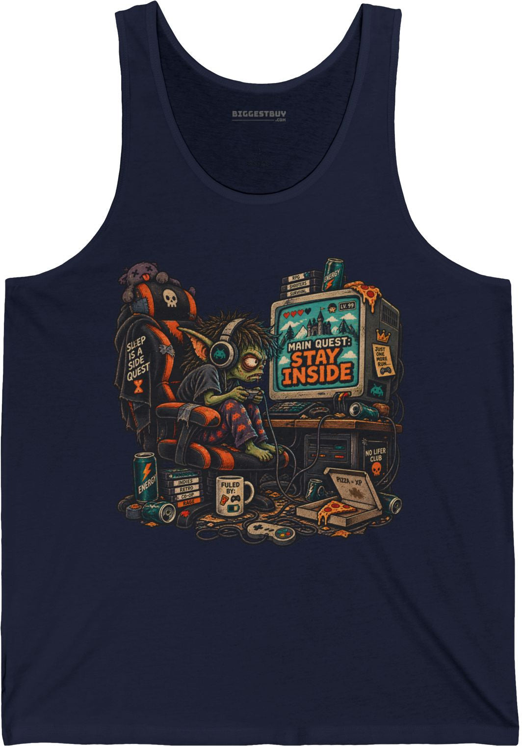 Indoor Quest - Jersey Tank Top in Navy, front view