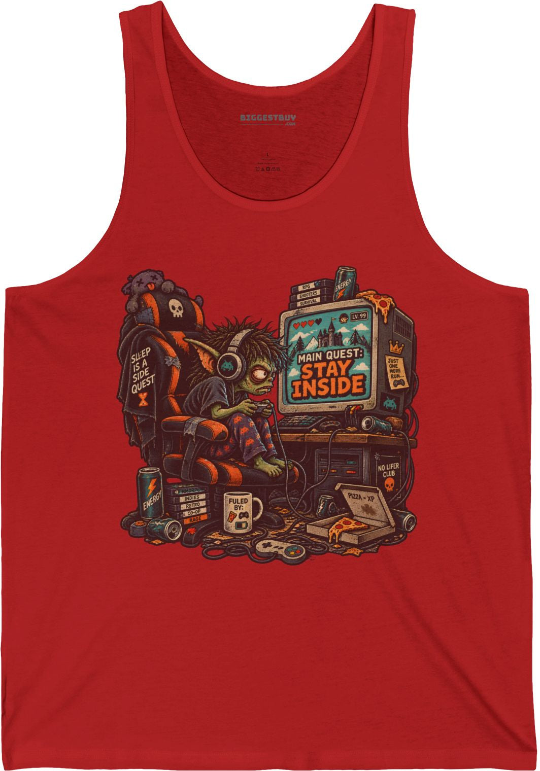 Indoor Quest - Jersey Tank Top in Red, front view
