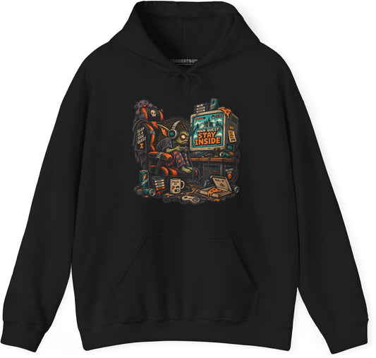 Indoor Quest - Pullover Hoodie in Black, front view