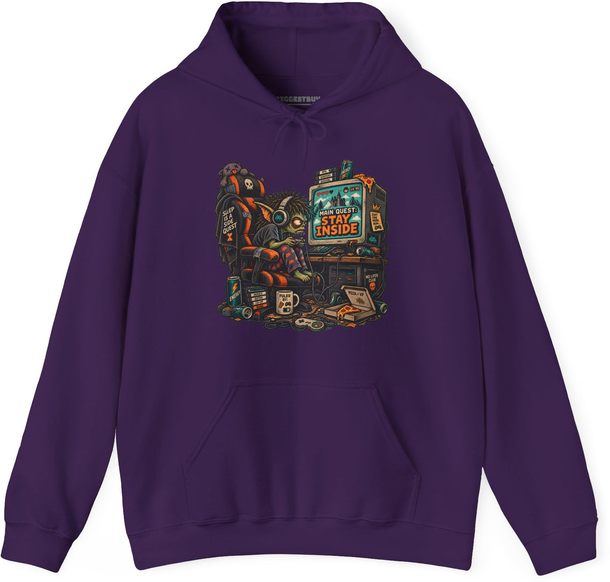 Indoor Quest - Pullover Hoodie in Purple, front view