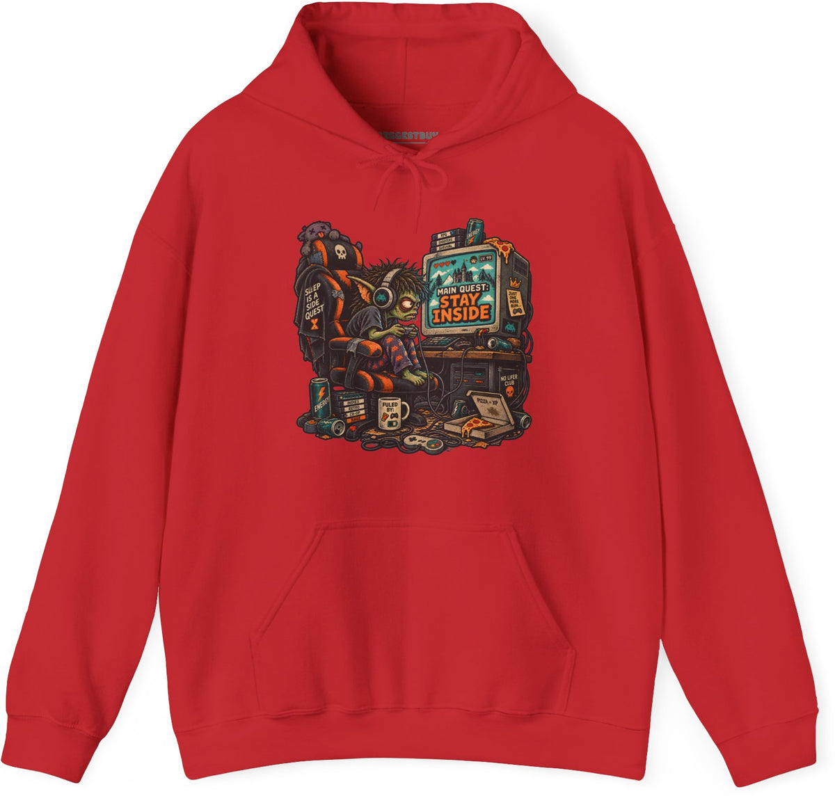 Indoor Quest - Pullover Hoodie in Red, front view