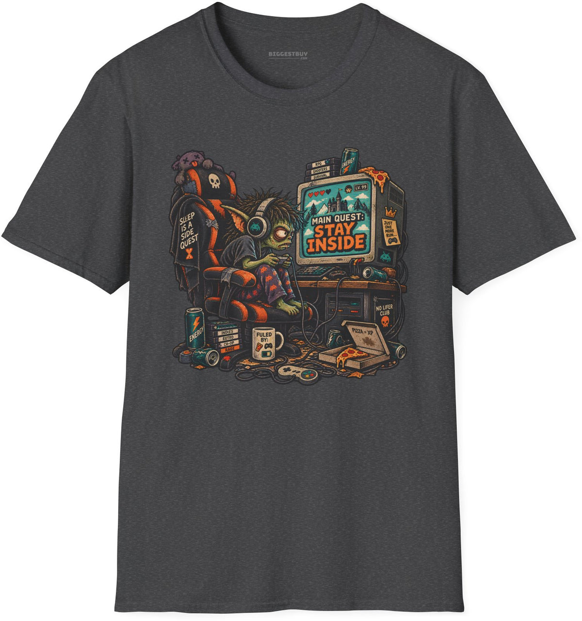 Indoor Quest - Softstyle T-Shirt in Dark Heather, front view