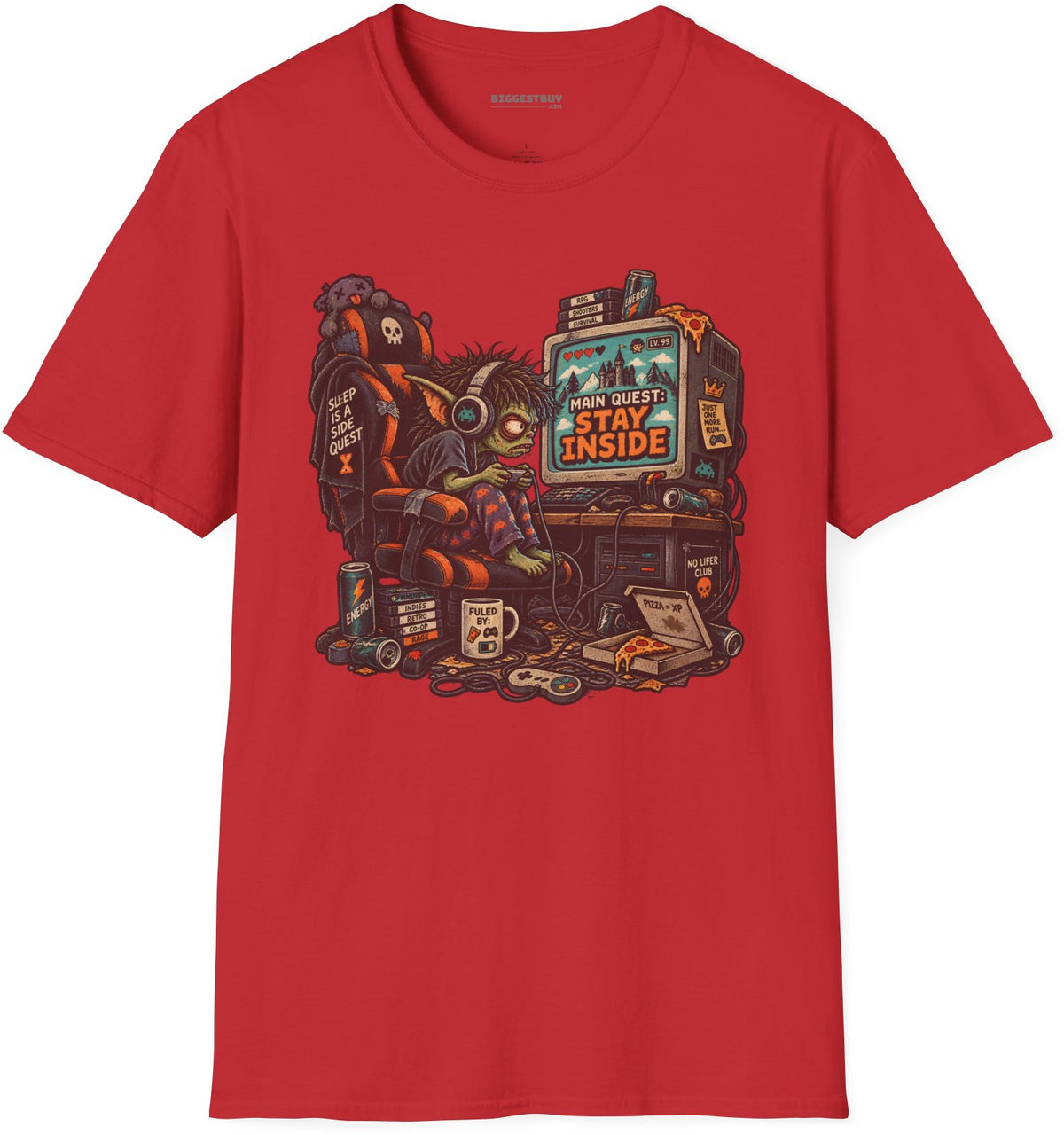 Indoor Quest - Softstyle T-Shirt in Red, front view