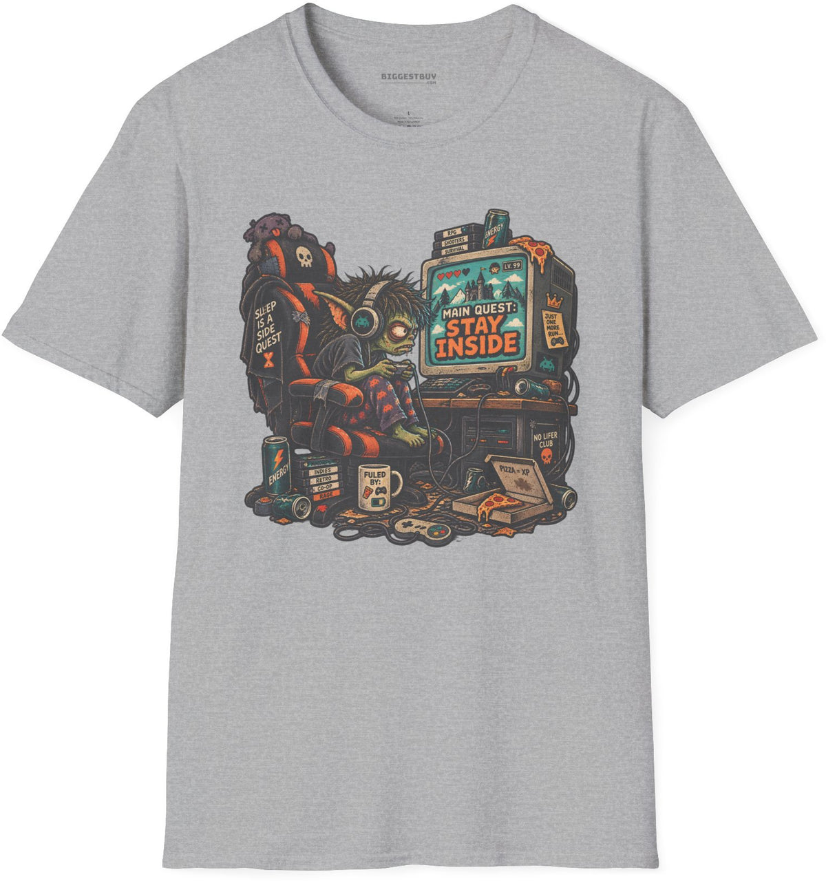 Indoor Quest - Softstyle T-Shirt in Sport Grey, front view