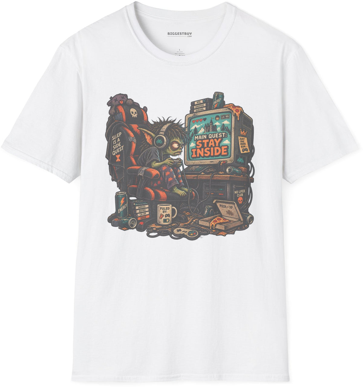 Indoor Quest - Softstyle T-Shirt in White, front view