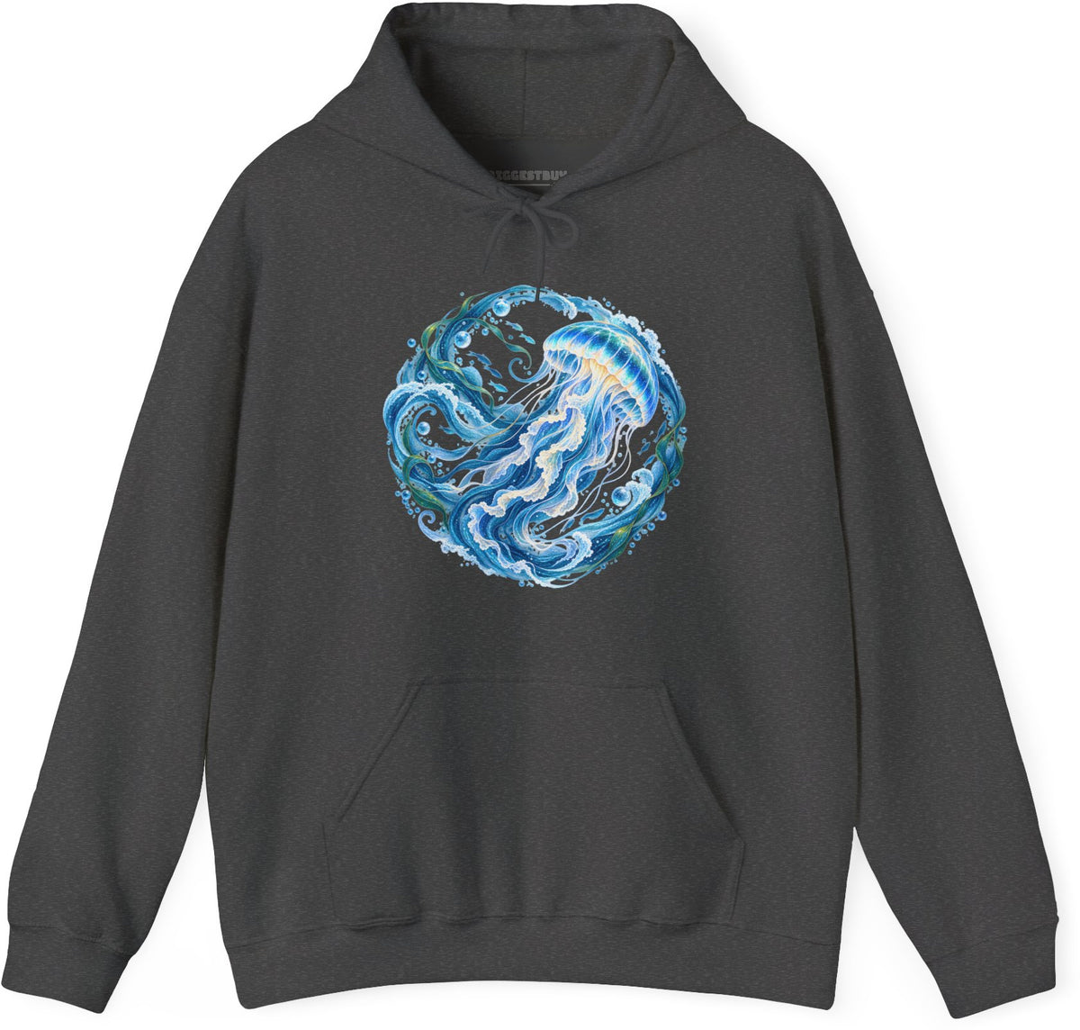 Jellylicious - Pullover Hoodie in Dark Heather, front view