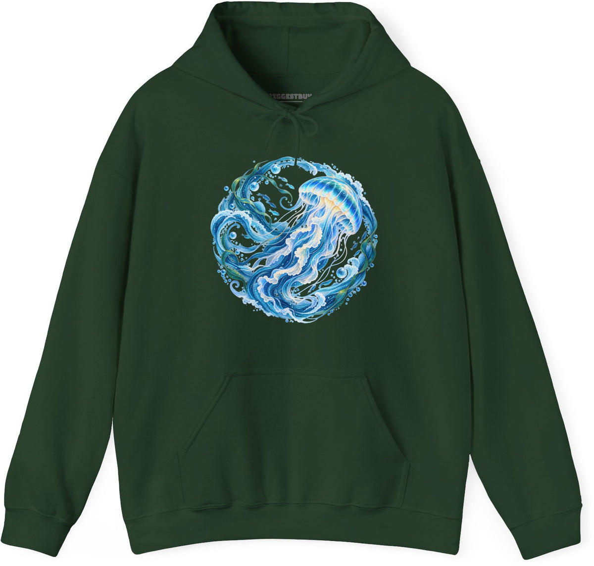 Jellylicious - Pullover Hoodie in Forest Green, front view