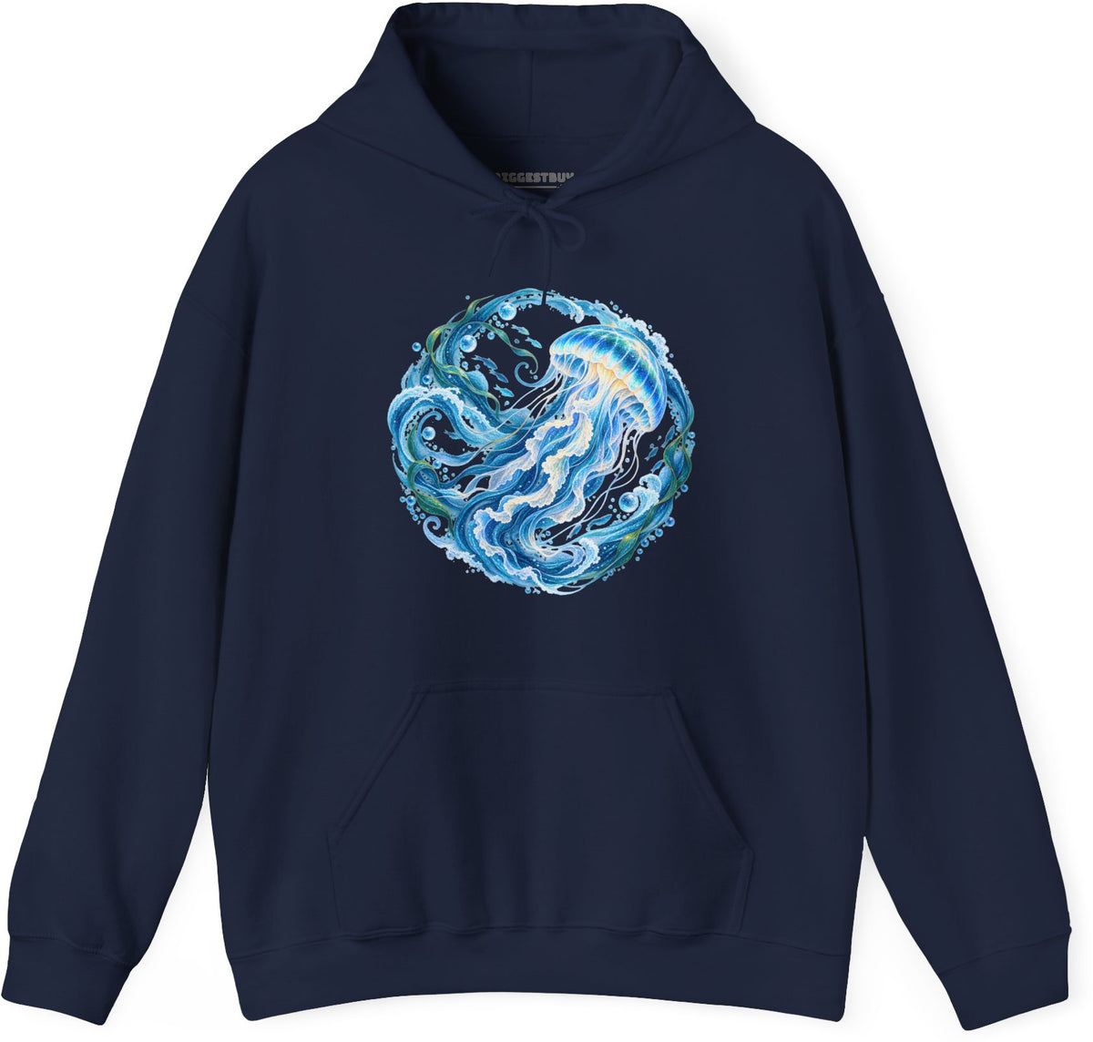 Jellylicious - Pullover Hoodie in Navy, front view