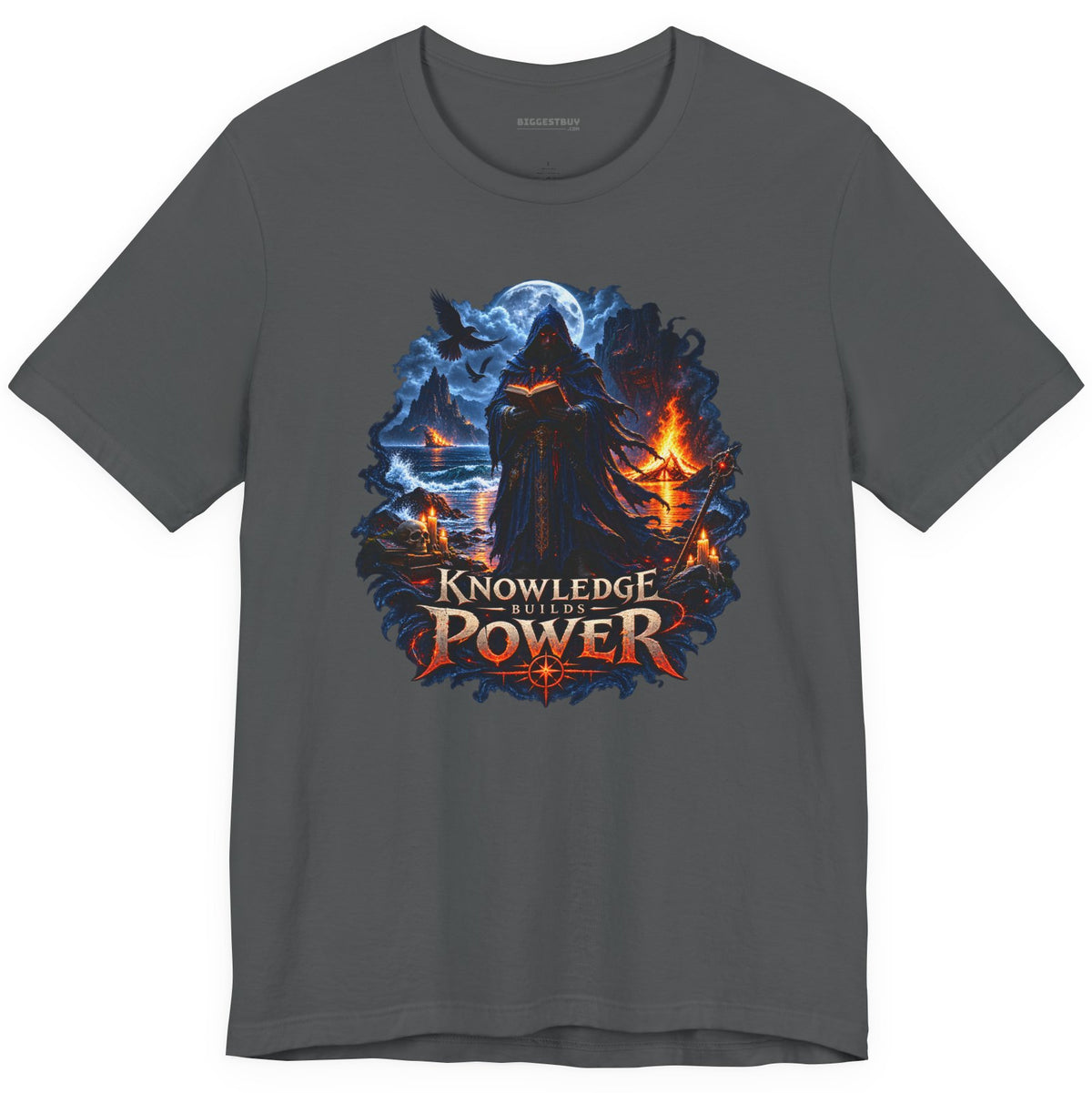Knowledge Power - Classic Jersey Tee in Asphalt, front view