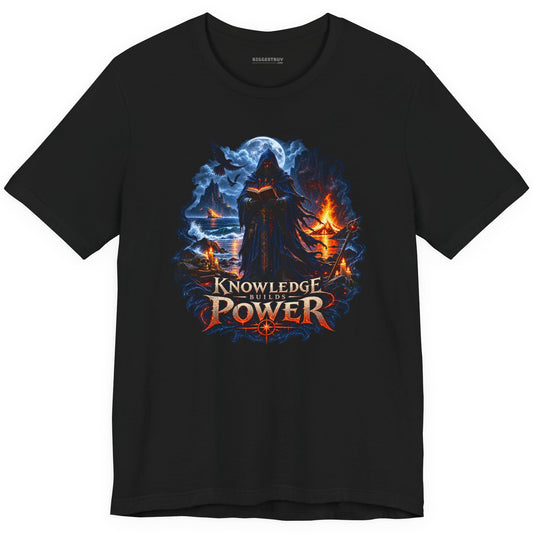 Knowledge Power - Classic Jersey Tee in Black, front view