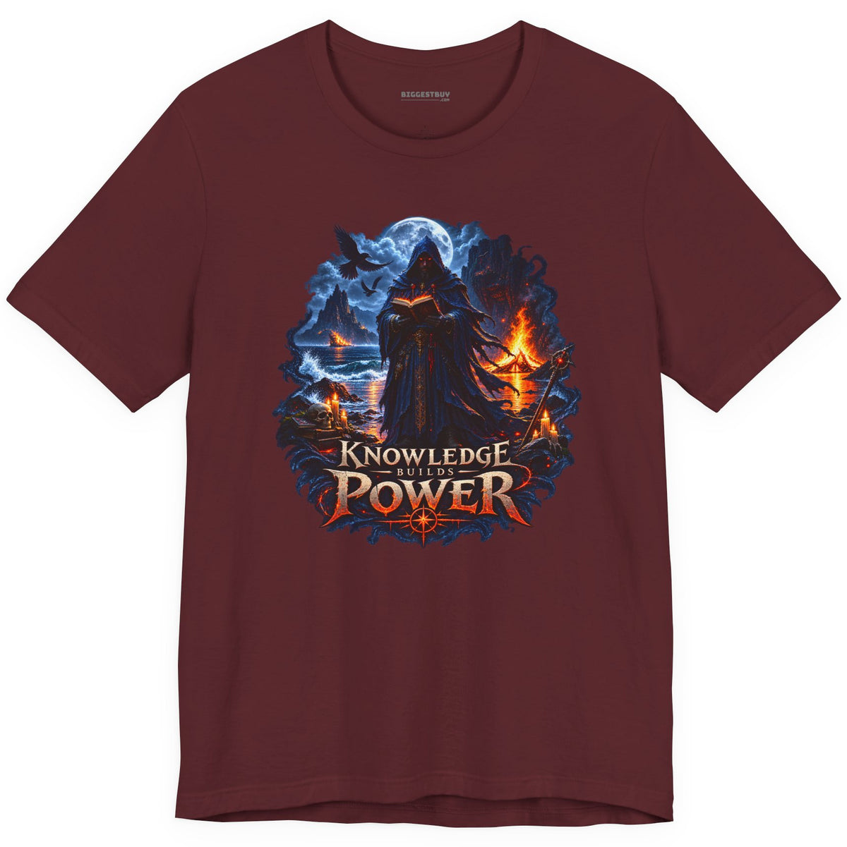 Knowledge Power - Classic Jersey Tee in Maroon, front view