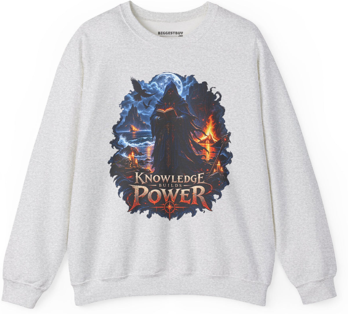 Knowledge Power - Crewneck Sweatshirt in Ash, front view