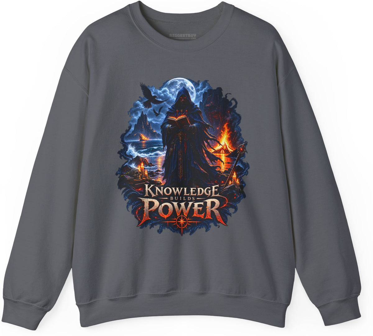 Knowledge Power - Crewneck Sweatshirt in Charcoal, front view