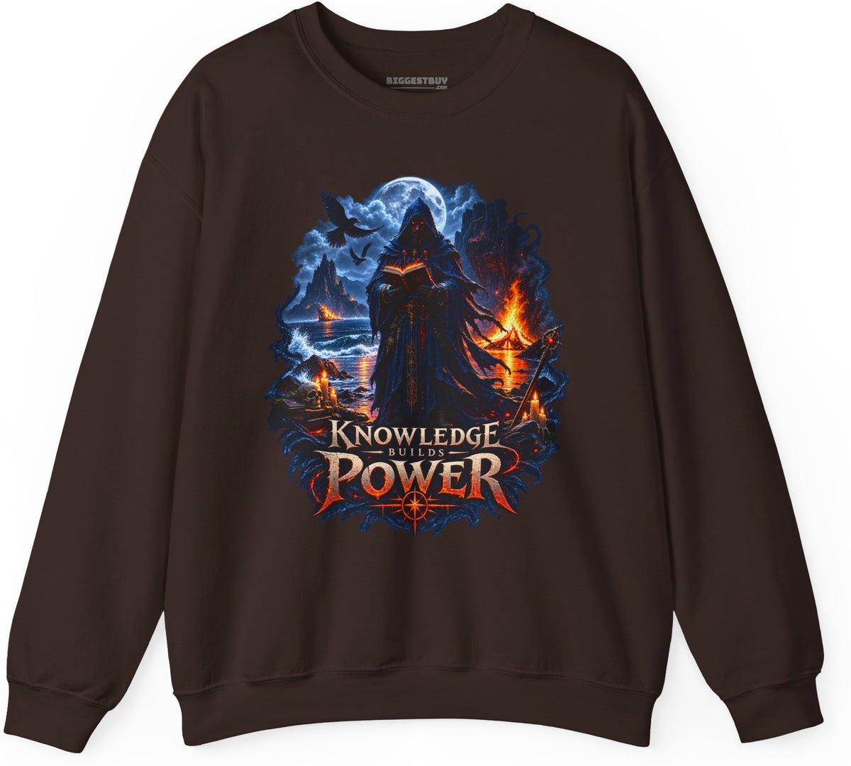 Knowledge Power - Crewneck Sweatshirt in Dark Chocolate, front view