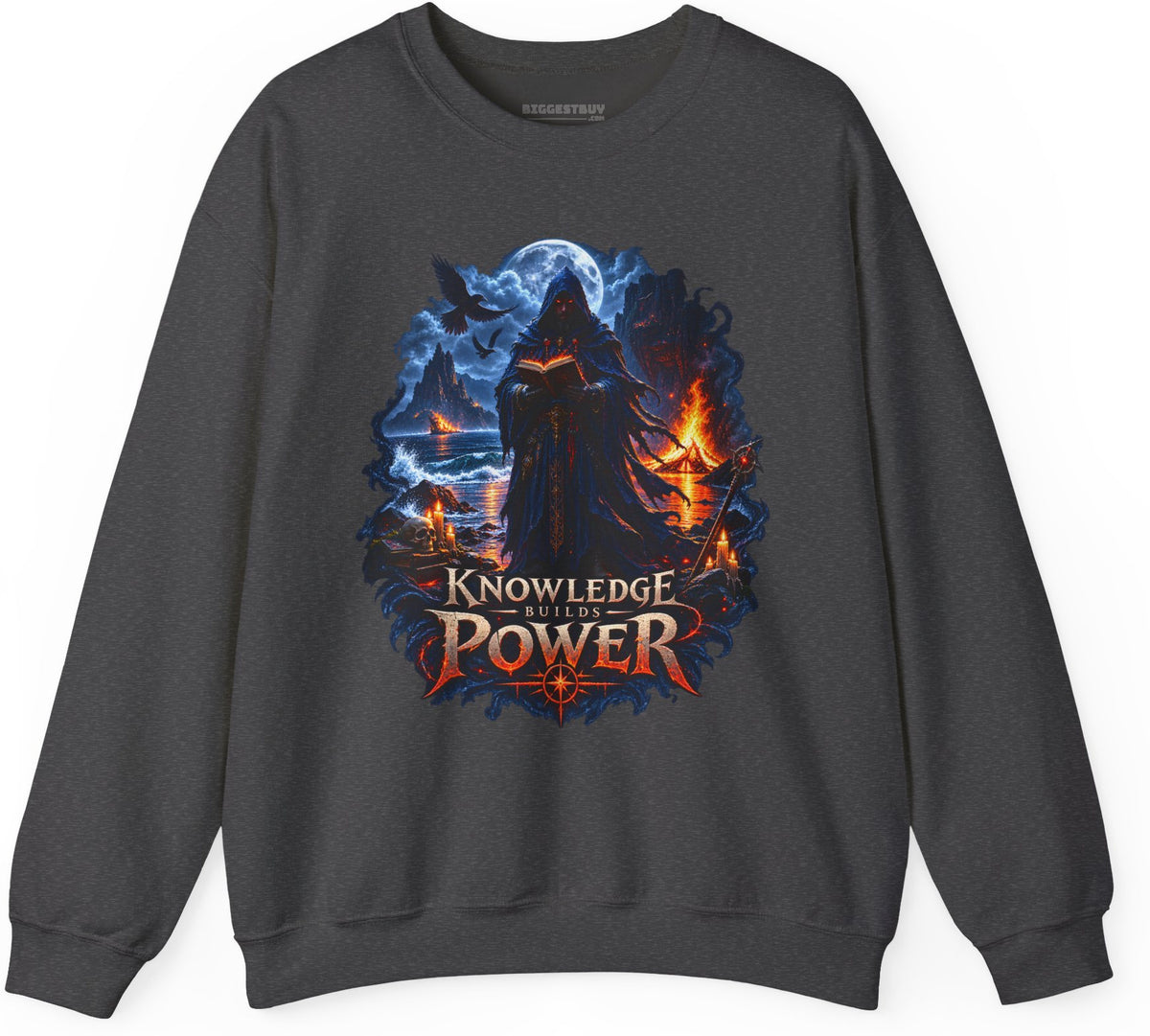 Knowledge Power - Crewneck Sweatshirt in Dark Heather, front view