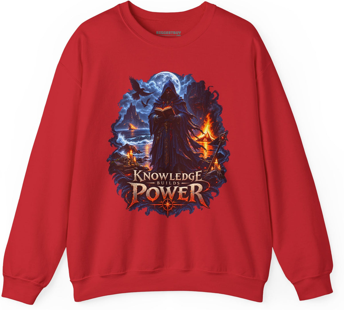 Knowledge Power - Crewneck Sweatshirt in Red, front view