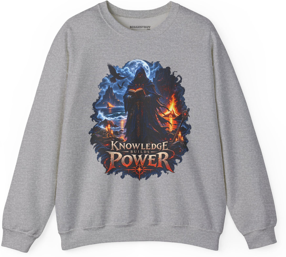 Knowledge Power - Crewneck Sweatshirt in Sport Grey, front view