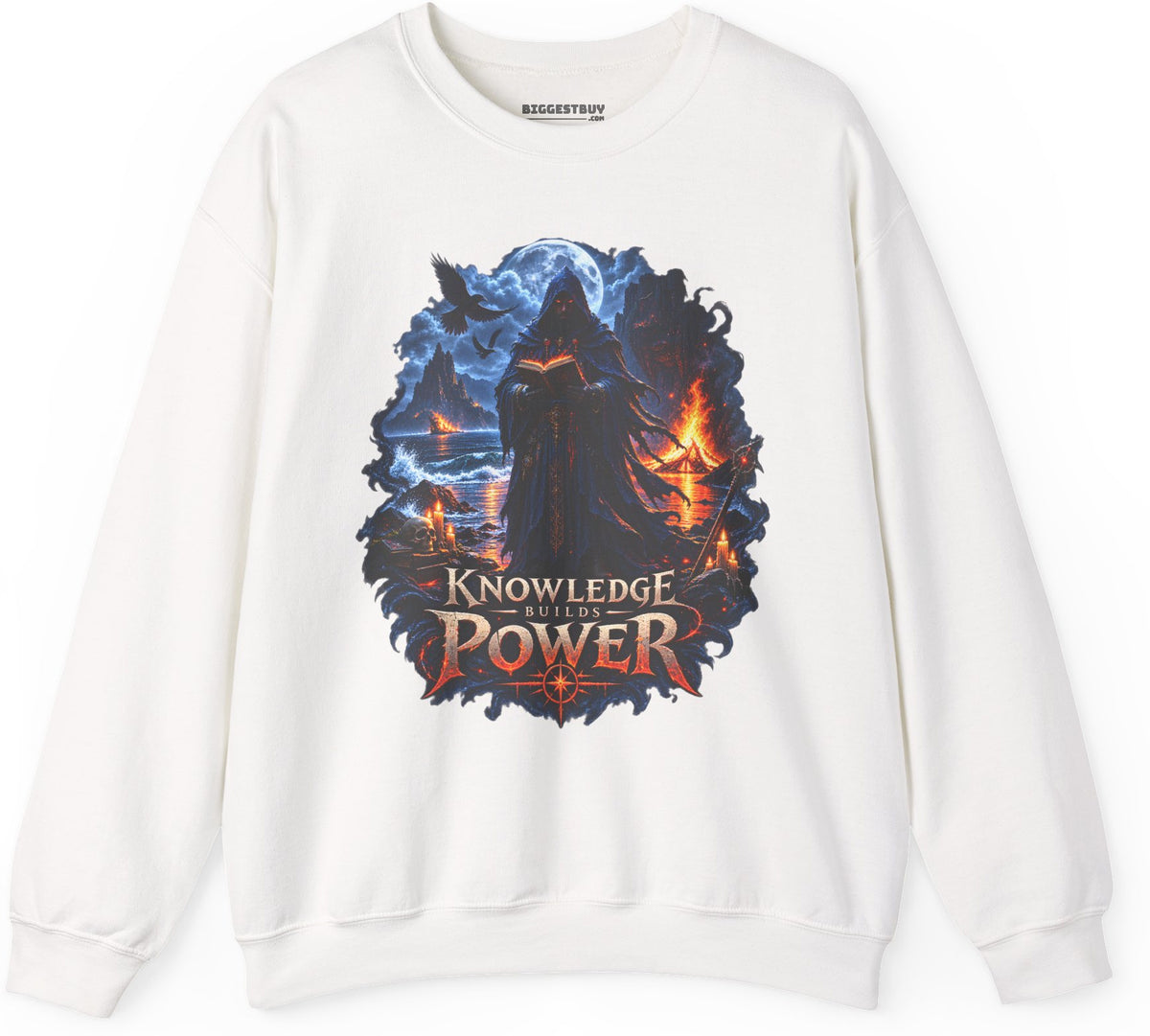 Knowledge Power - Crewneck Sweatshirt in White, front view
