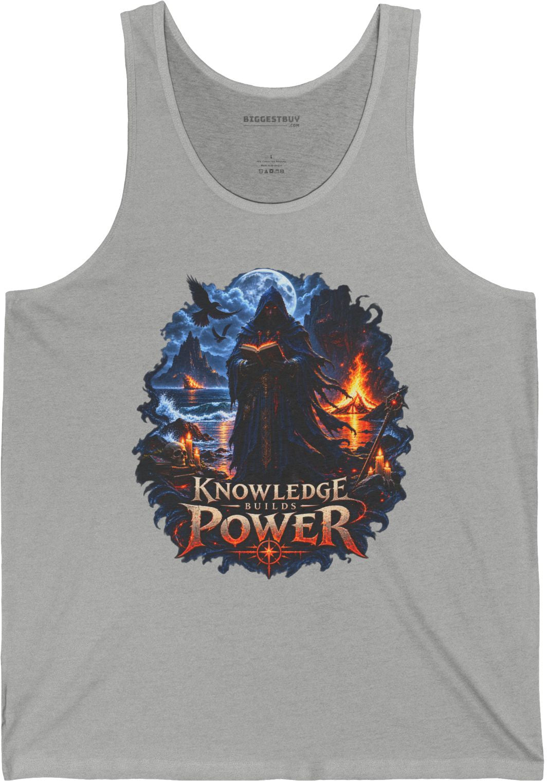 Knowledge Power - Jersey Tank Top in Athletic Heather, front view