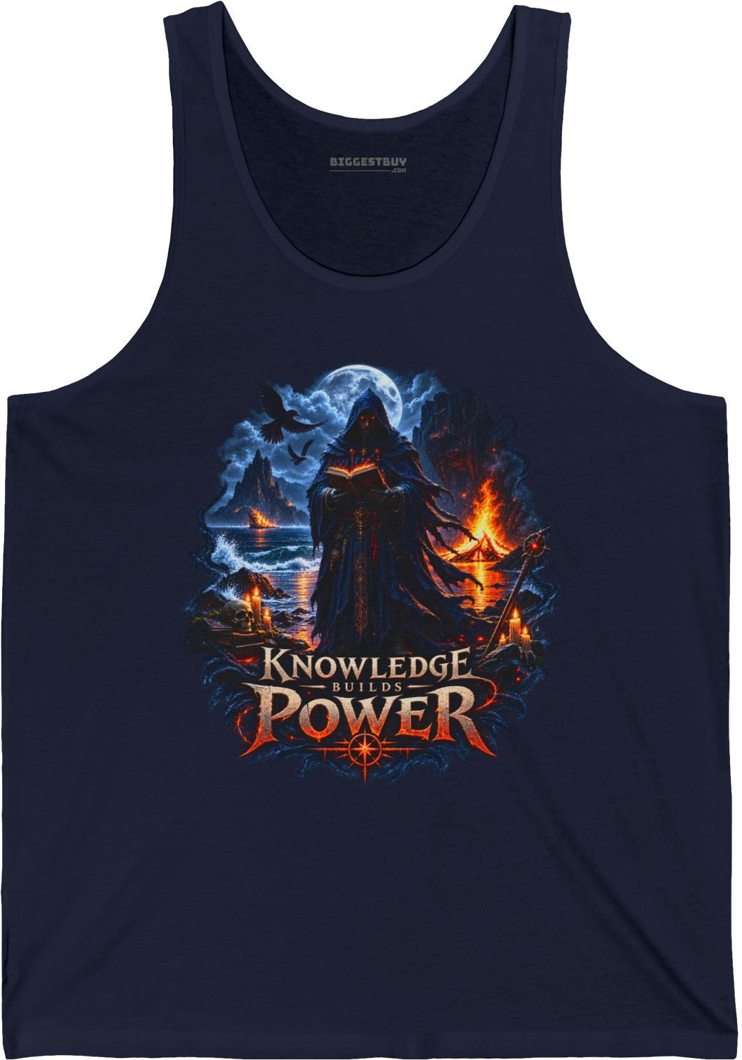 Knowledge Power - Jersey Tank Top in Navy, front view
