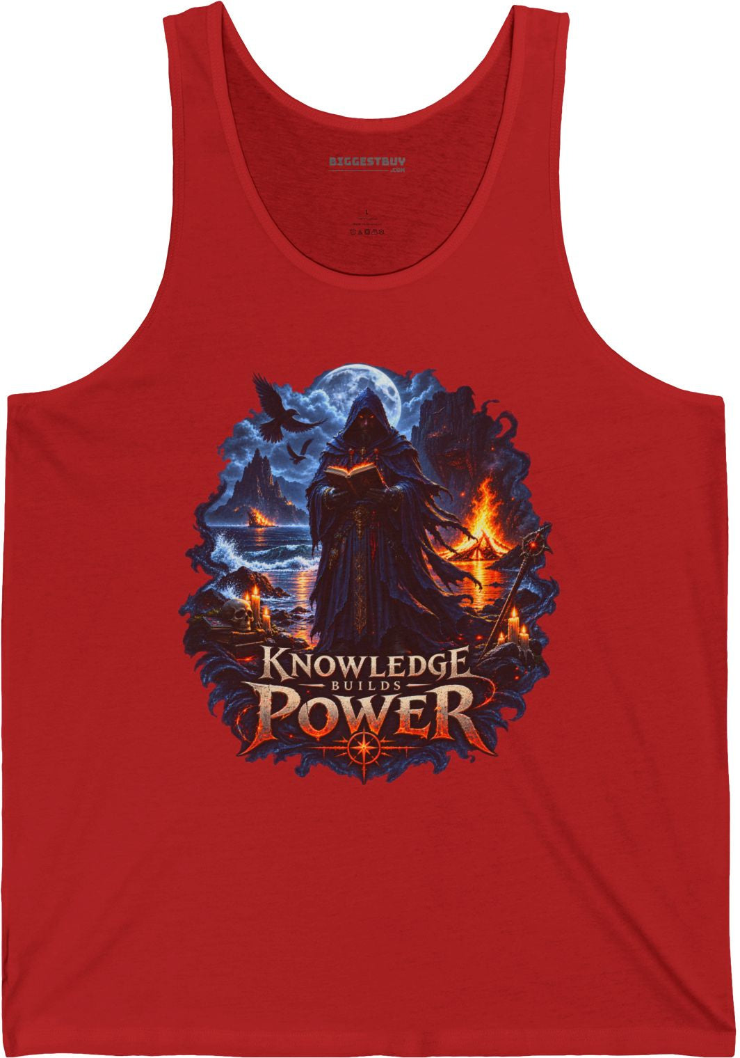Knowledge Power - Jersey Tank Top in Red, front view