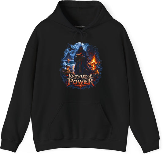 Knowledge Power - Pullover Hoodie in Black, front view