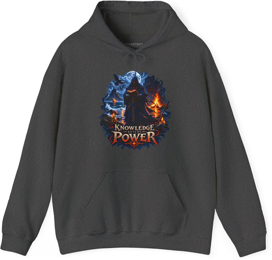 Knowledge Power - Pullover Hoodie in Dark Heather, front view
