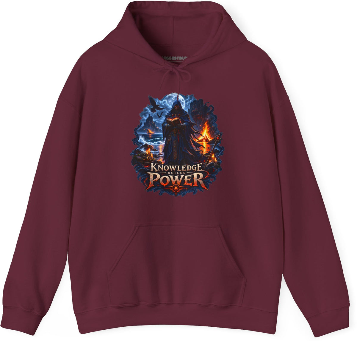 Knowledge Power - Pullover Hoodie in Maroon, front view
