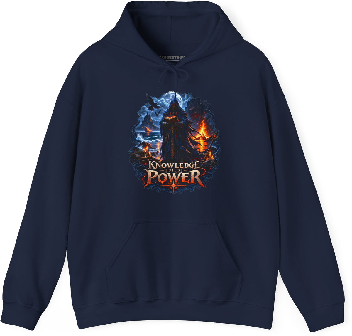 Knowledge Power - Pullover Hoodie in Navy, front view
