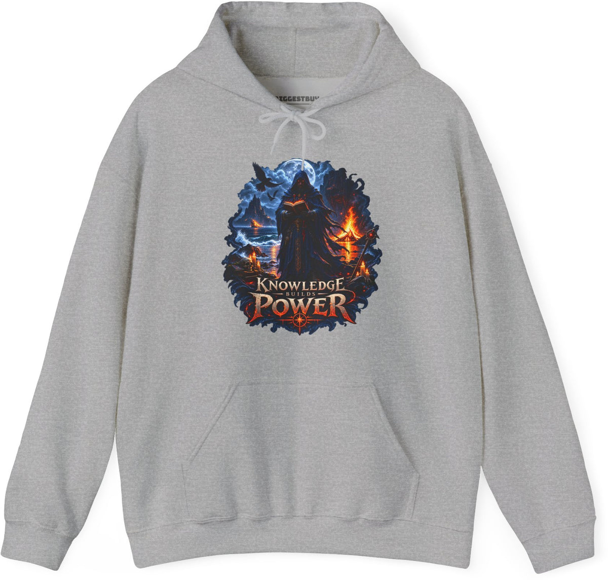 Knowledge Power - Pullover Hoodie in Sport Grey, front view