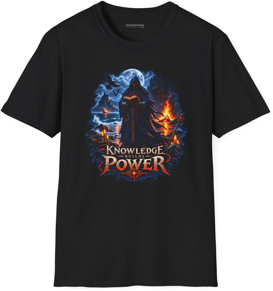 Knowledge Power - Softstyle T-Shirt in Black, front view