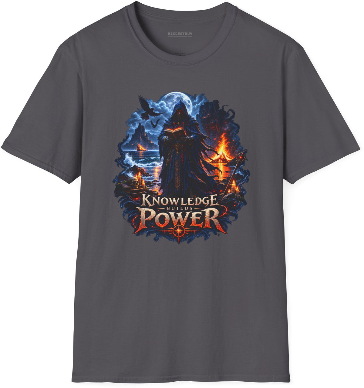 Knowledge Power - Softstyle T-Shirt in Charcoal, front view