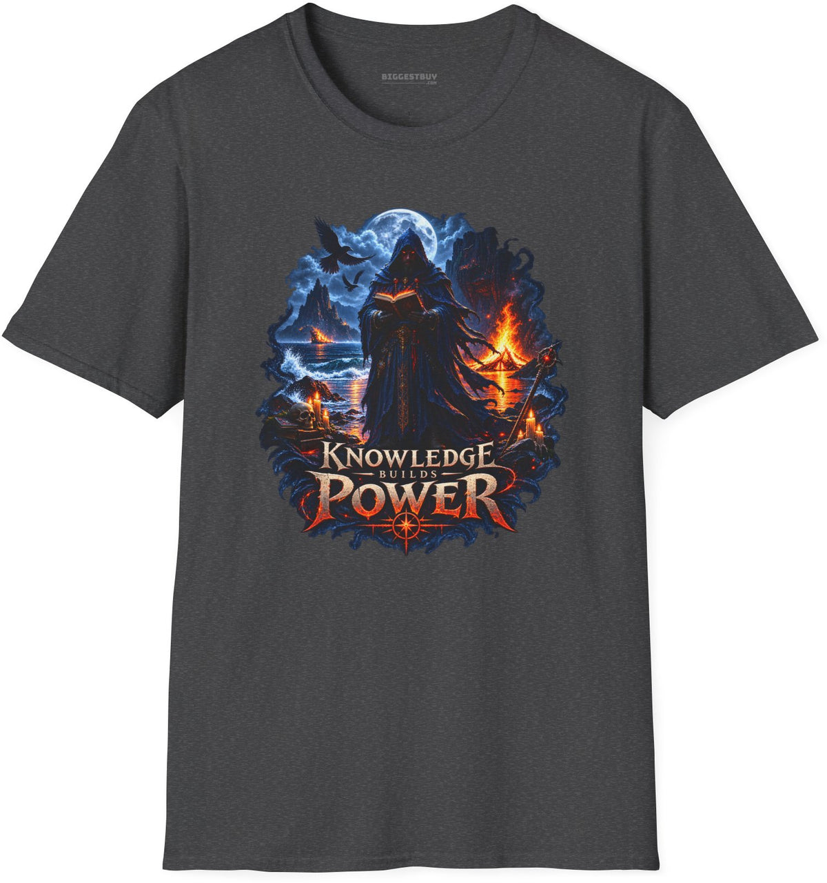 Knowledge Power - Softstyle T-Shirt in Dark Heather, front view