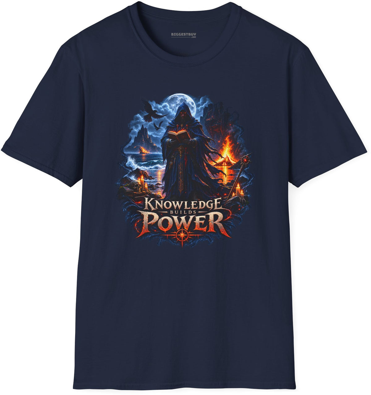 Knowledge Power - Softstyle T-Shirt in Navy, front view