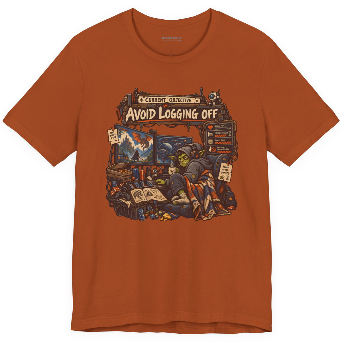 Logoff Dodge - Classic Jersey Tee in Autumn, front view