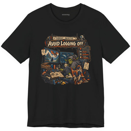 Logoff Dodge - Classic Jersey Tee in Black, front view