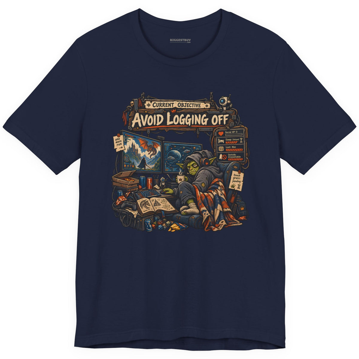 Logoff Dodge - Classic Jersey Tee in Navy, front view