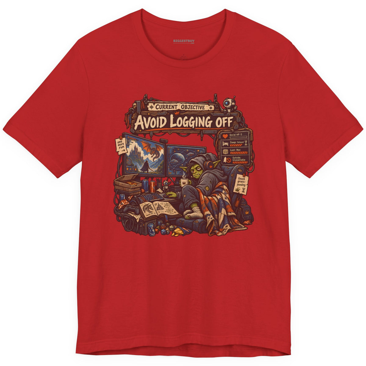 Logoff Dodge - Classic Jersey Tee in Red, front view