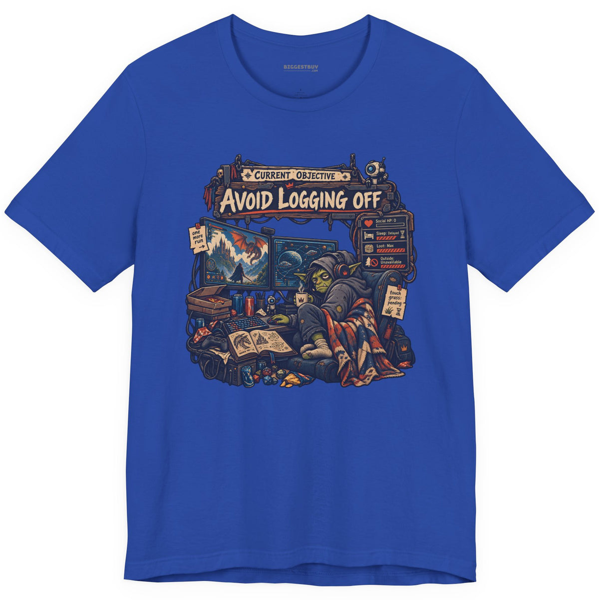 Logoff Dodge - Classic Jersey Tee in True Royal, front view