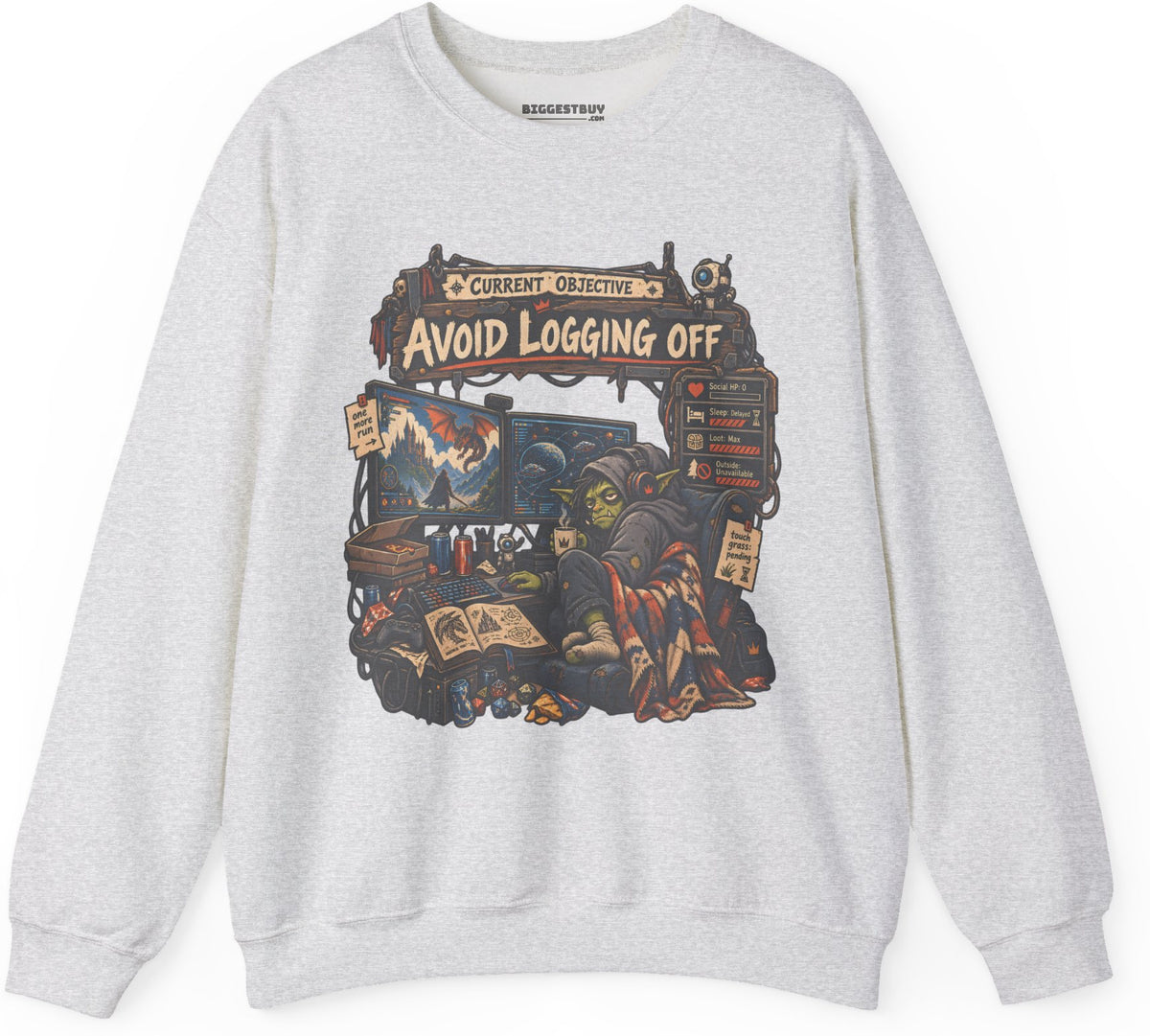 Logoff Dodge - Crewneck Sweatshirt in Ash, front view