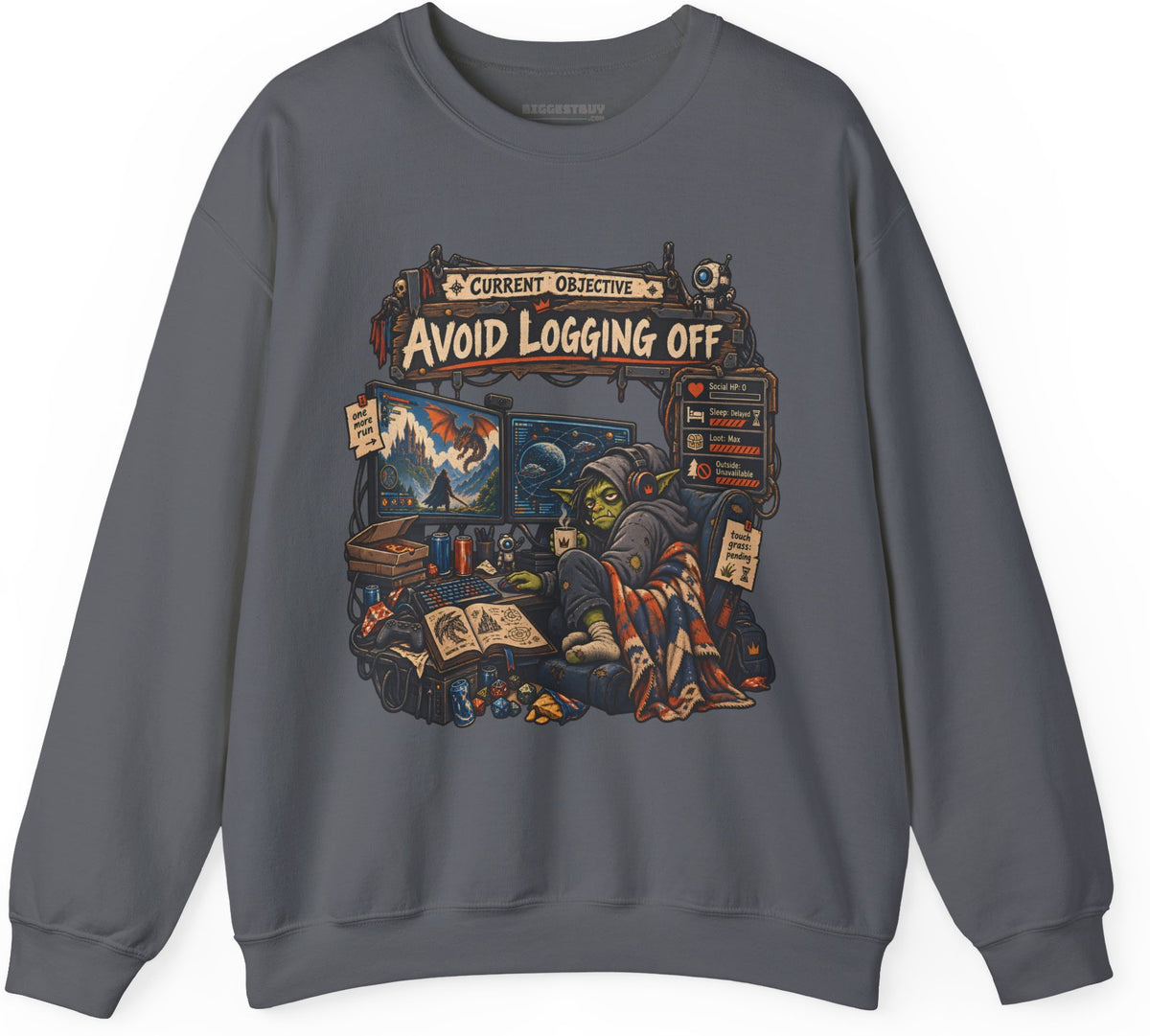 Logoff Dodge - Crewneck Sweatshirt in Charcoal, front view