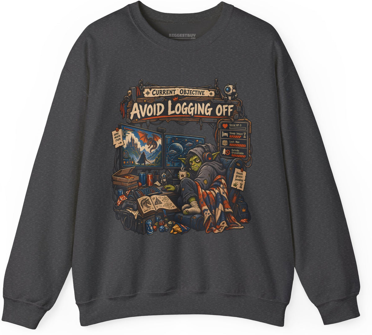Logoff Dodge - Crewneck Sweatshirt in Dark Heather, front view