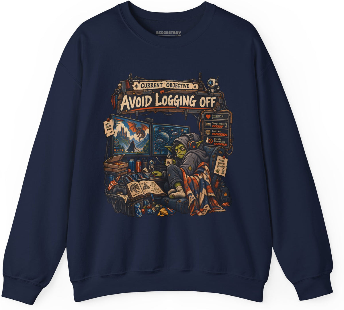 Logoff Dodge - Crewneck Sweatshirt in Navy, front view