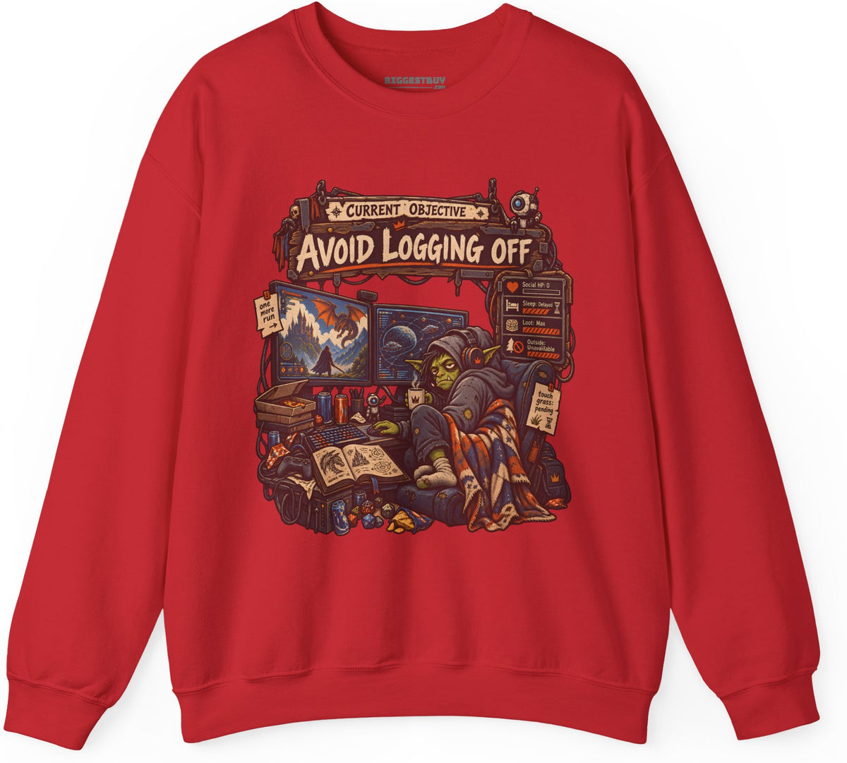 Logoff Dodge - Crewneck Sweatshirt in Red, front view