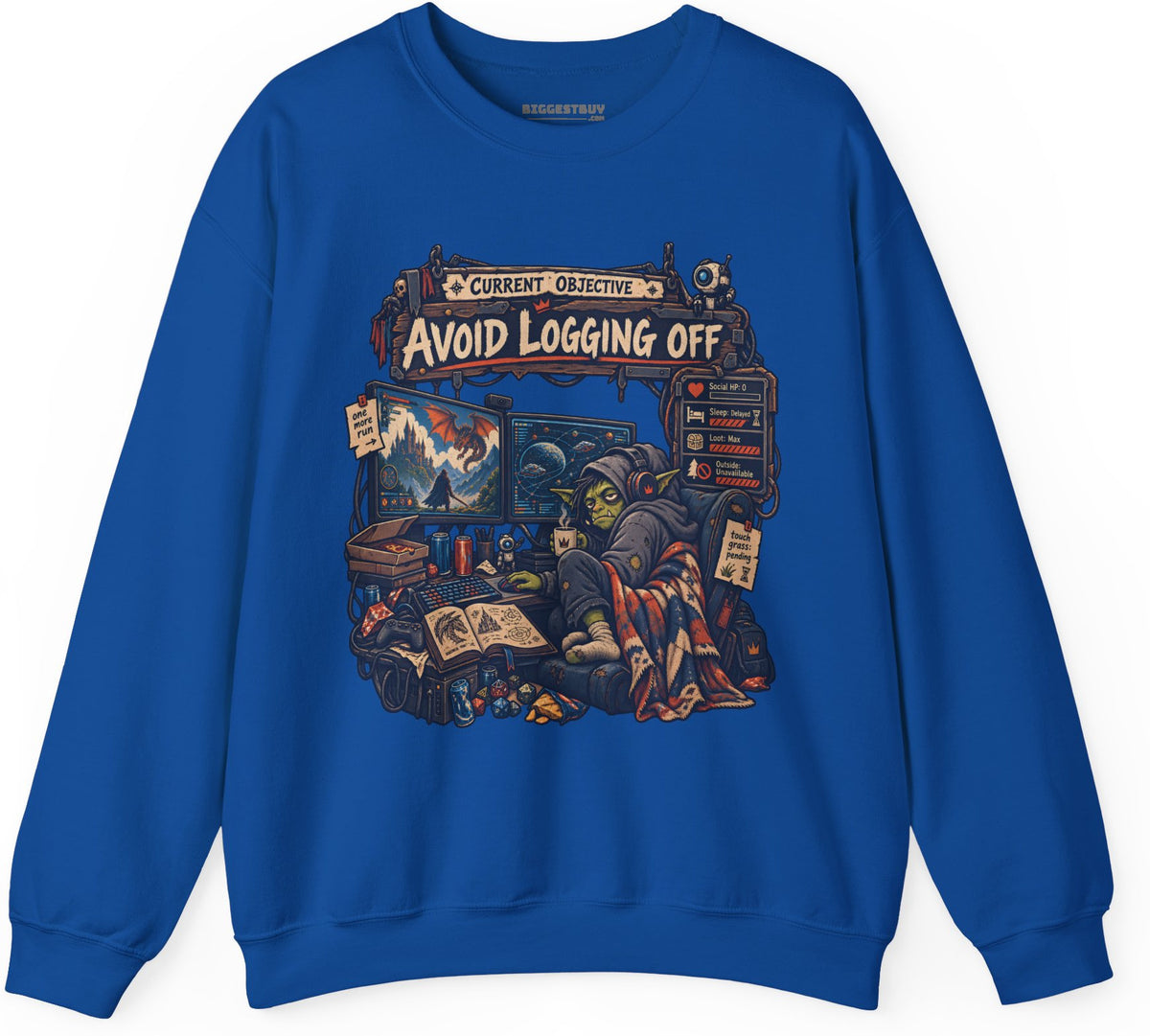 Logoff Dodge - Crewneck Sweatshirt in Royal, front view