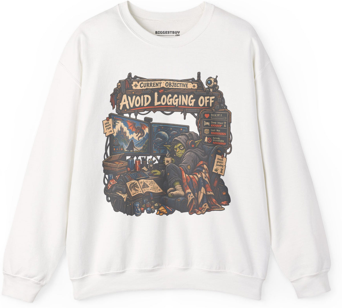 Logoff Dodge - Crewneck Sweatshirt in White, front view